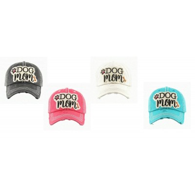 Western Ladies "Dog Mom" Bone Puppy Paw Cap Hat Pink Blue Black or Off White  eb-69355363